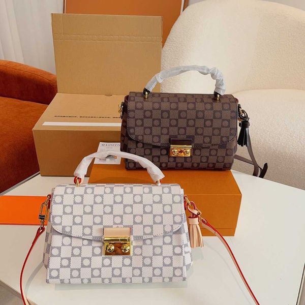 

bags totes handbag designer bag women classic imitation brand simple vintage plaid letter leather shoulder bag advanced chain commuter party