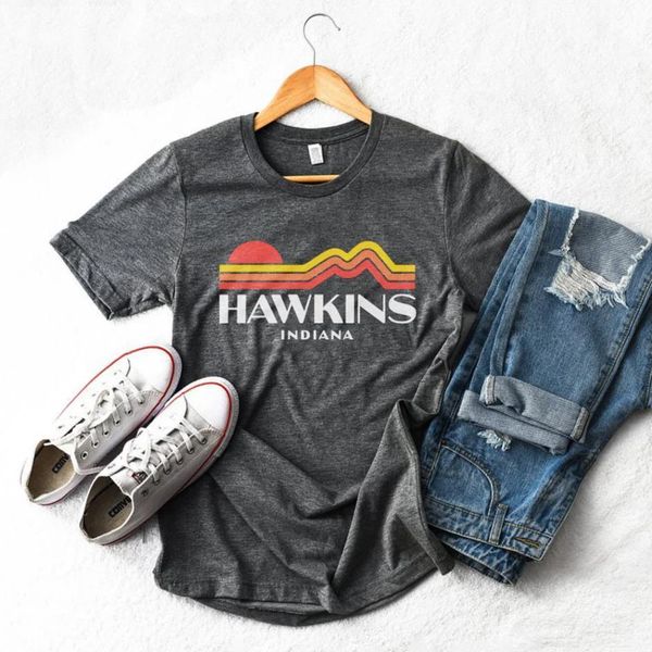 

women's tshirt retro stranger things hawkins indiana middle school shirt upside down tees vintage aesthetic graphic tee 230110, White