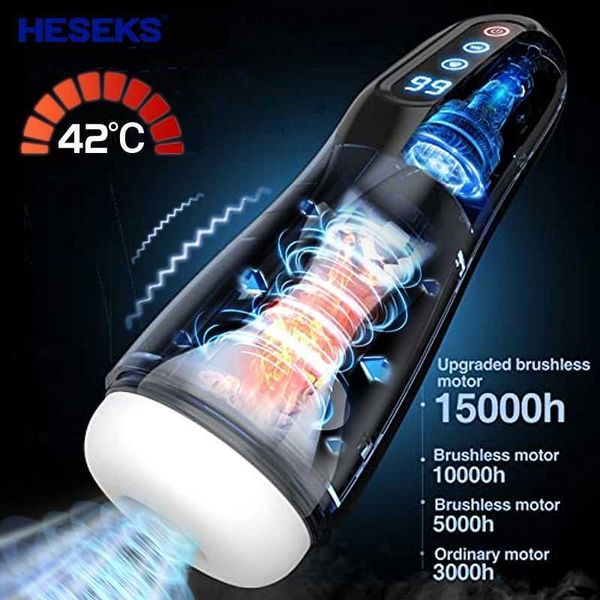 

massager heseks automatic male masturbators 9 suction vibration heating real blowjob vaginas toys for men 18