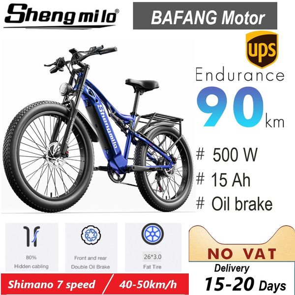 

electric bike 26 inch e mountain bikes ebike 500w bafang motor moped 3.0 fat tire bicycle 15ah 48v lithium battery mtb full suspension e-bik, Silver;blue