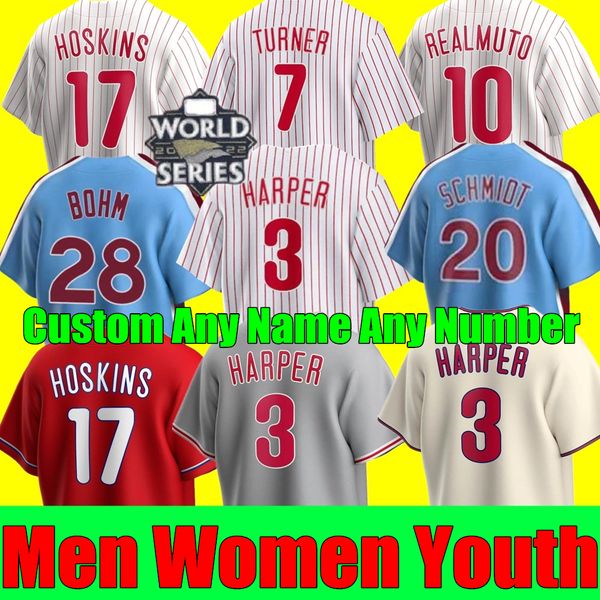 

new custom s-4xl 2023 baseball jerseys men women youth bryce harpe trea turner rhys hoskins philadelphia jt realmuto phillies schwarber kyle, Blue;black