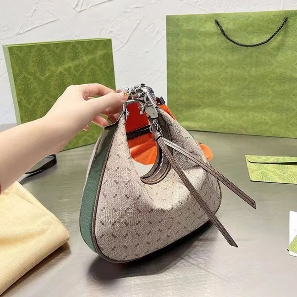 

fashion bag attaches shoulder bags half moon hobos crescent-shaped handbag tote crossbody multicolor webbing purse pouch