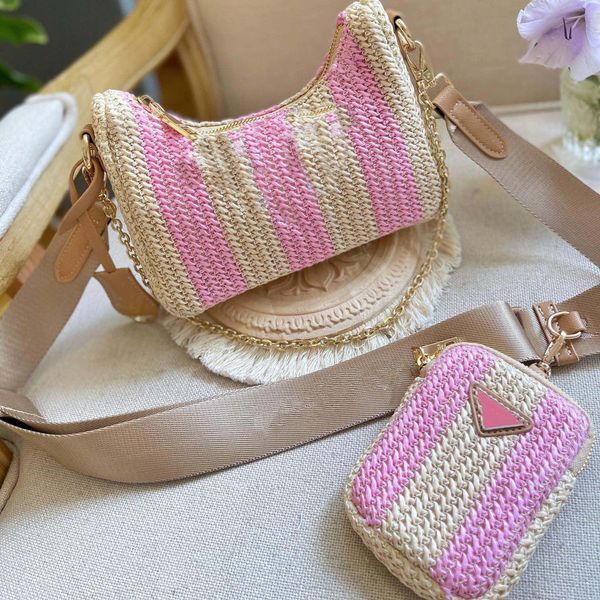 

luxury straw bag womens crossbody handbag weaving shoulder basket designer purse handbags chain wallet tote purses