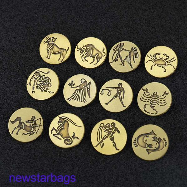 

manufacturer gift wholesale cosmos 12 constellations brooch creative drawing ancient bronze metal aquarius virgo badge, Gray