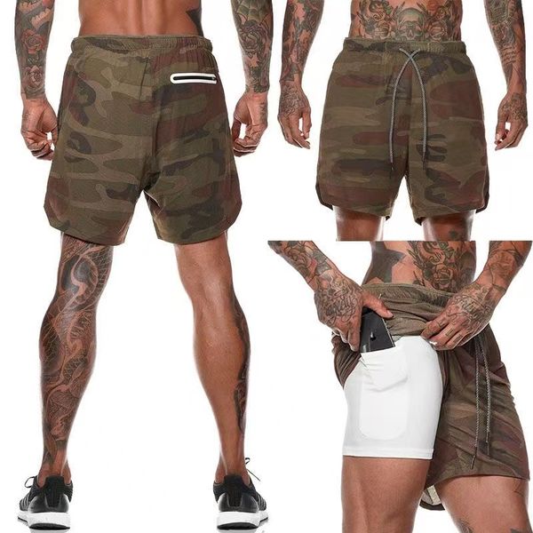 

mens basketball shorts pocket sportwear skinny double-deck male short quick drying breathable lightweight mans fitness designer camouflage s, White;black