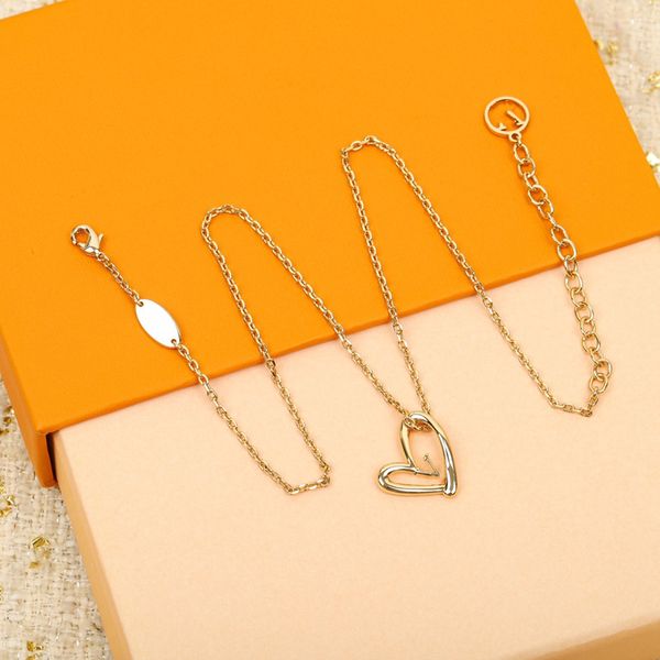 

with box 2022 luxury designers pendant necklaces big heart 18k gold plated women fashion necklaces letter gold pendants, Silver