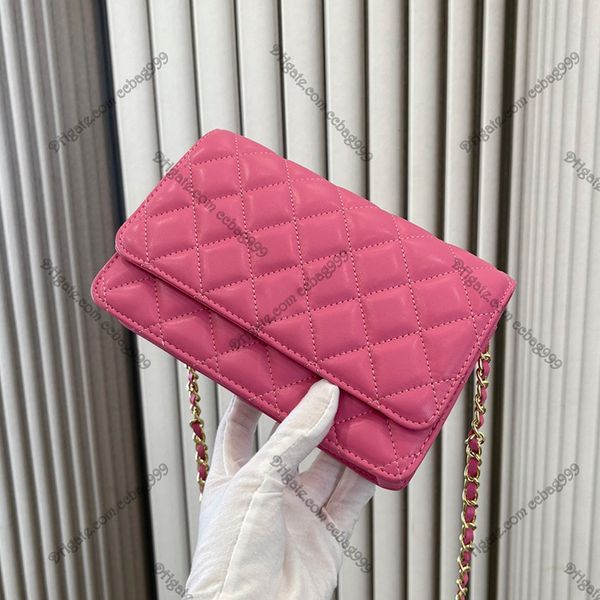 

ladies genius leather woc mini flap wallets quilted diamond gold hardware designer coin purses multi pochette belt bag card holders clutches, Red;black