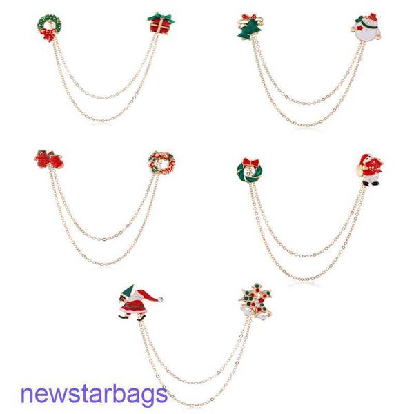 

manufacturer gift wholesale new christmas tree brooch creative asymmetric old man wreath chain santa claus, Gray