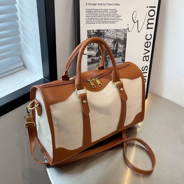 

evening bags vintage boston canvas handbag large capacity travel messenger fashion casual female shoulder bag 230109