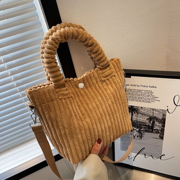 

evening bags fashion corduroy women's bag trend handbags niche versatile bucket shoulder female nylon button crossbody 230109