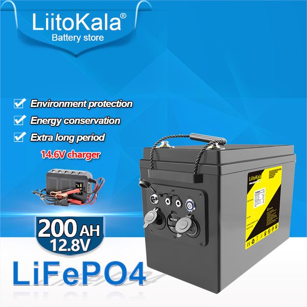 

liitokala 12.8v100ah 120ah 200ah lifepo4 battery pack diy 12v rechargeable battery qc3.0 type-c usb for outdoor off-road camping rv output/5