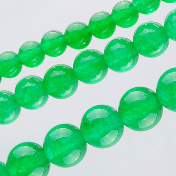 

yowost natural green jade loose beads gemstone round 6mm 8mm 10mm spacer strand for making bracelets necklace jewelry accessories bg306, Green;white