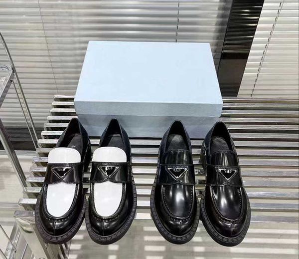 

brand casual shoes 2023 new standard small leather shoes british leather single shoes thick soled women size 35-42, Black