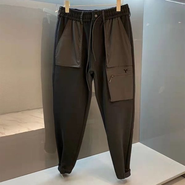 

mens pants designer men long pant overalls sweatpants polyester casual sports pants splicing pocket design zipper casual trousers, Black