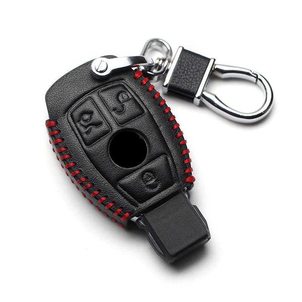 

genuine leather car cover keychain case for mercedes benz cls cla gl r slk amg a b c s class remote holder accessories 0109