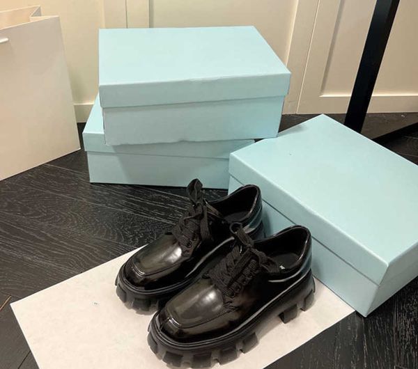 

dress shoes brand casual shoes 2023 new autumn and winter high thick sole single british style small leather gear shoes, Black