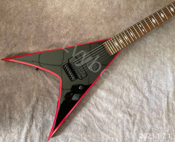 

lvyelectric guitar solid black with red bevel edge 7 string guitar rosewood fingerboard with diamond inlay floyd rose style