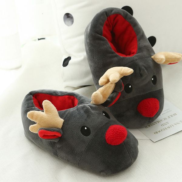 

slippers winter shoe men winter soft christmas deer cotton cute plush shoes indoor slippers zapatos de mujera30 230109, Black