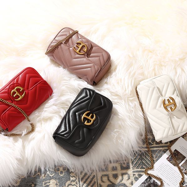 

9a quality luxury designer marmont bag calfskin leather with box woman fashion crossbody shopping shoulder bag gold hardware primary g chain