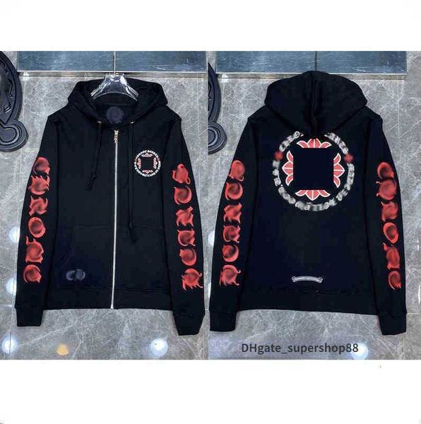 

21s classic mens zipper ch hoodies designer horseshoe sanskrit cross print pullover heart hooded sweatshirts sweater luxury woman jackts wd, Black