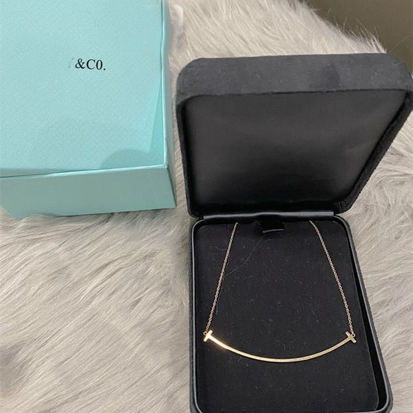 

simple fashion smiley face necklace smile chain pendant necklaces luxury brand designers for women mens multi-size selection, Silver