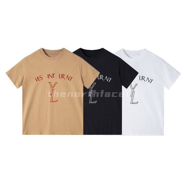 

designer fashion brand mens t shirt embossed letter print round neck short sleeve luxury loose t-shirt black white khaki asian size s-2xl, White;black