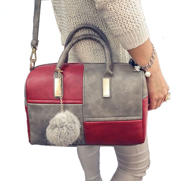 

evening bags fashion boston patchwork pu leather women bag design shoulder crossbody messenger handbag short handle 230109