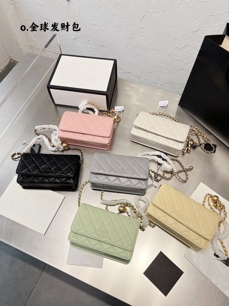 

designer custom luxury brand bag 2023 handbag golden ball fortune bag rhombus genuine leather chain bag single messenger mini bag 20cm