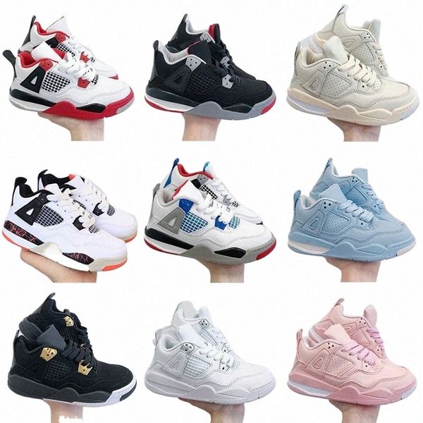 

new jumpman 4 kids basketball shoes bred children outdoor sports shoes gym red chicago 4s black cat blue athletic boy girls sneakers 26-35 p