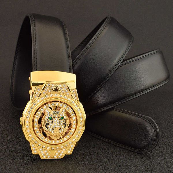

new fashion to run men's pantbelt tiger zodiac belt luxury designer youth automatic buckle business leisure leather belts width 3.5cm, Black;brown