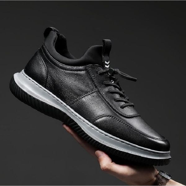 

autumn winter men's shoes genuine leather casual shoes for men comfortable cushion non-slip male sneakers da024, Black