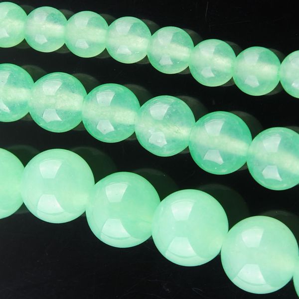 

yowost natural light green jade stone loose beads round 6mm 8mm 10mm spacer strand for making bracelets necklace jewelry accessories bg303, Green;white