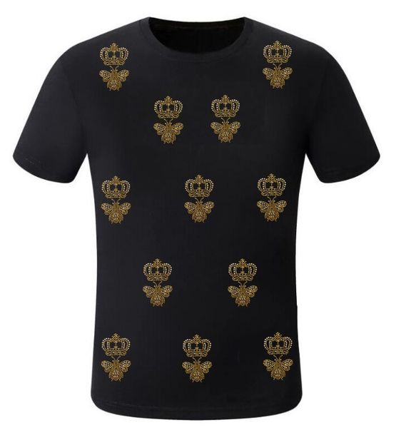 

borunke 2022 summer t shirt new rhinestones men's casual harajuku basic sports men's pullover t-shirt top, White;black