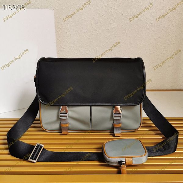 

new postman bag nylon flap handbag fashion designer classic triangle men's casual bag saffiano leather panel single shoulder messenger