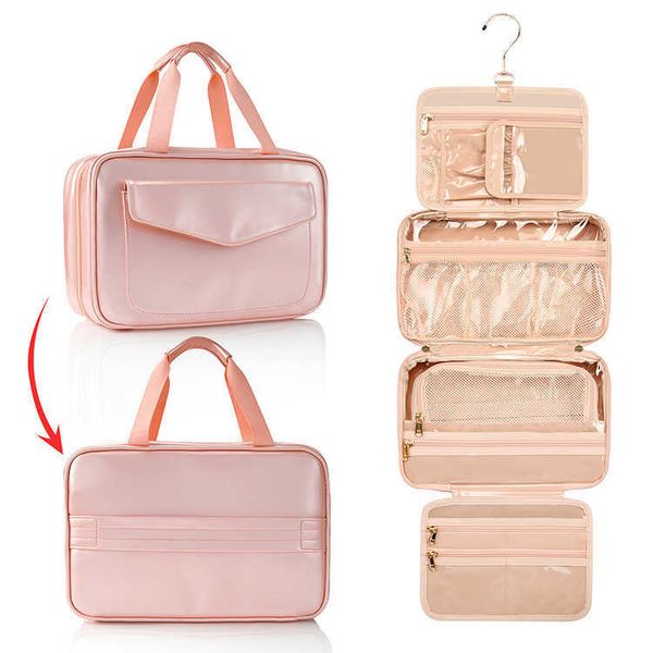 

cosmetic bags cases travel portable wash bag large capacity hanging multi-functional cosmetic with hook korean 230110