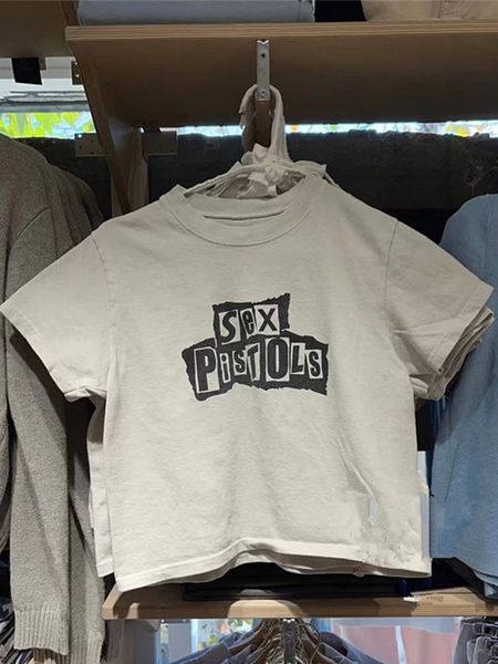 

women's tshirt vintage letter graphic crop women summer casual round neck short sleeve tshirt female retro classic cotton chic 230110, White