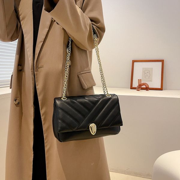 

classic luxury chain fashion shoulder bag plaid brand wallet vintage women's leather handheld designer sacs