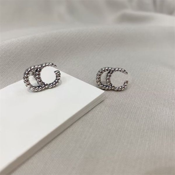 

man earings designers stud vintage design twist pattern letter fashion earring woman jewlery hypoallergenic retro earrings stainless steel p, Golden;silver