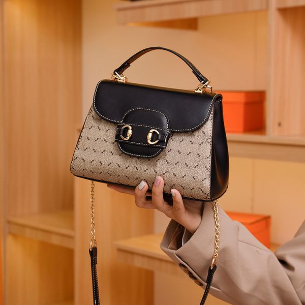 

2023 luxury designer women's handbag custom brand handbag women's leather gold chain messenger bag