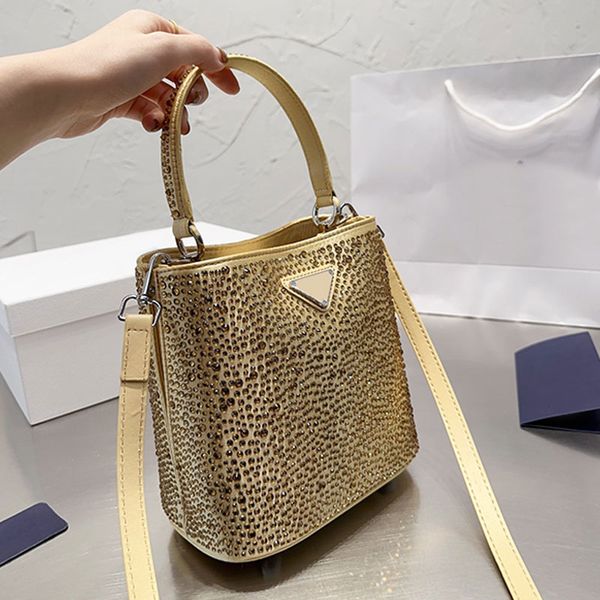 

diamonds drawstring bag designer luxury bags handbags purses small saffiano leather panier bag satin handbag with decoration bucket bags