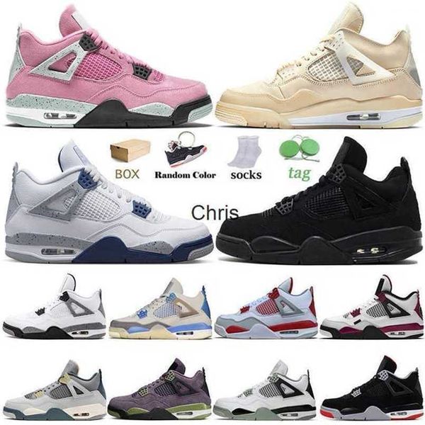 

high 2022 4 jumpman basketball shoes for mens womens 4s iv blue thunder j4 bredxsb midnight navy offs seafoam white military black cat pink, Black;white
