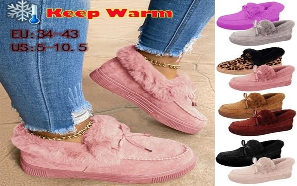 

boots women winter ankle suede leather snow plush natural fur warm slipon ladies shoes flats plus size 3643 2210247238490, Black