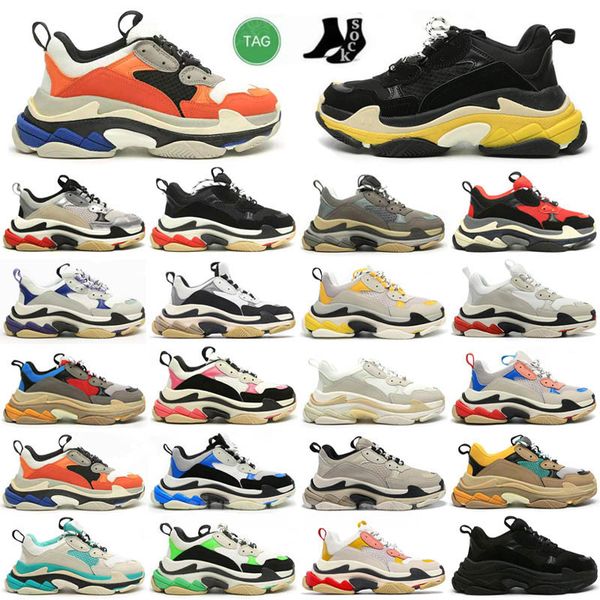 

2022 triple s 17fw paris men women casual shoes light blue pastels black grey white pink orange multi-color luxury mens designer sneakers