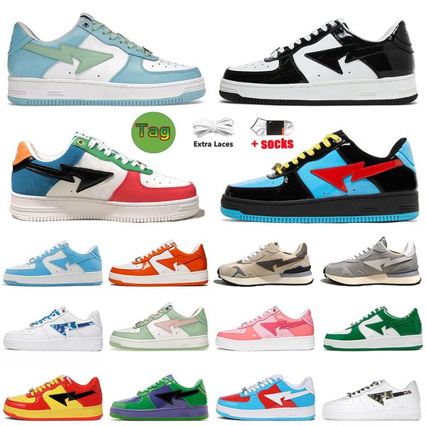 

2023 designer bapesta bapestas shoes jjjjound platform sneakers sk8 patent leather green black white abc camo pink for men women trainers jo