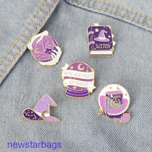 

manufacturer gift wholesale better selling new jewelry cartoon halloween witch hat magician modeling paint baking alloy brooch, Gray