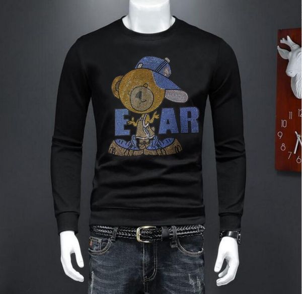 

borunke 2023 men pullover sweatshirt designer rhinestone man brand designer top, Black