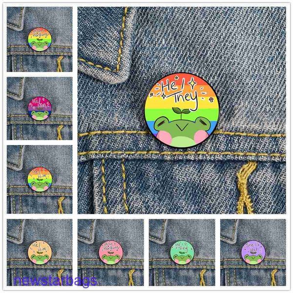

manufacturer gift wholesale rainbow frog transgender pronoun brooch world no longer afraid of the same day rainbow badge, Gray