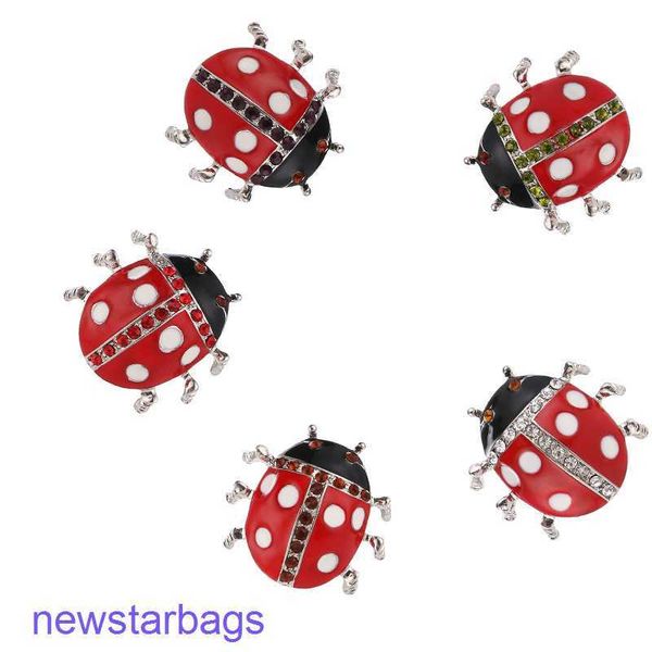 

manufacturer gift wholesale better selling personalized diamond inlaid ladybird brooch high grade oil dripping animal, Gray