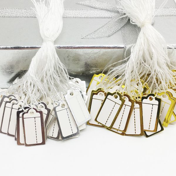 

1000pcs wholesale 23x13mm white silver tags price tags card label tie string display jewelry