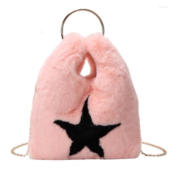 

shoulder bags drop plush cartoon bag for women winter crossbody girl purse handbag bucket ladies faux fur